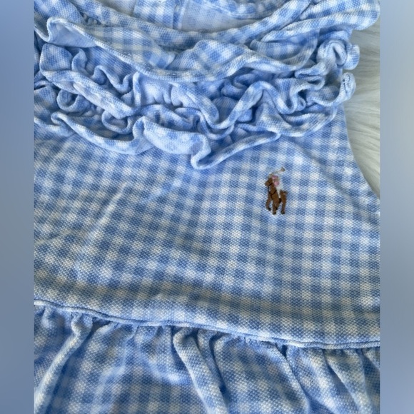 Ralph Lauren baby girl romper /bubble. Light blue gingham pattern - Size 18 mos. - Picture 4 of 6